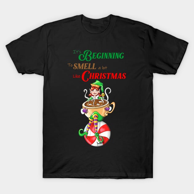 Christmas Coffee saying  or hot cocoa happy elf T-Shirt by SidneyTees